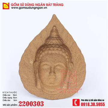 Phù điêu Lá Bồ Đề hình Đức Phật 3D gốm tử sa